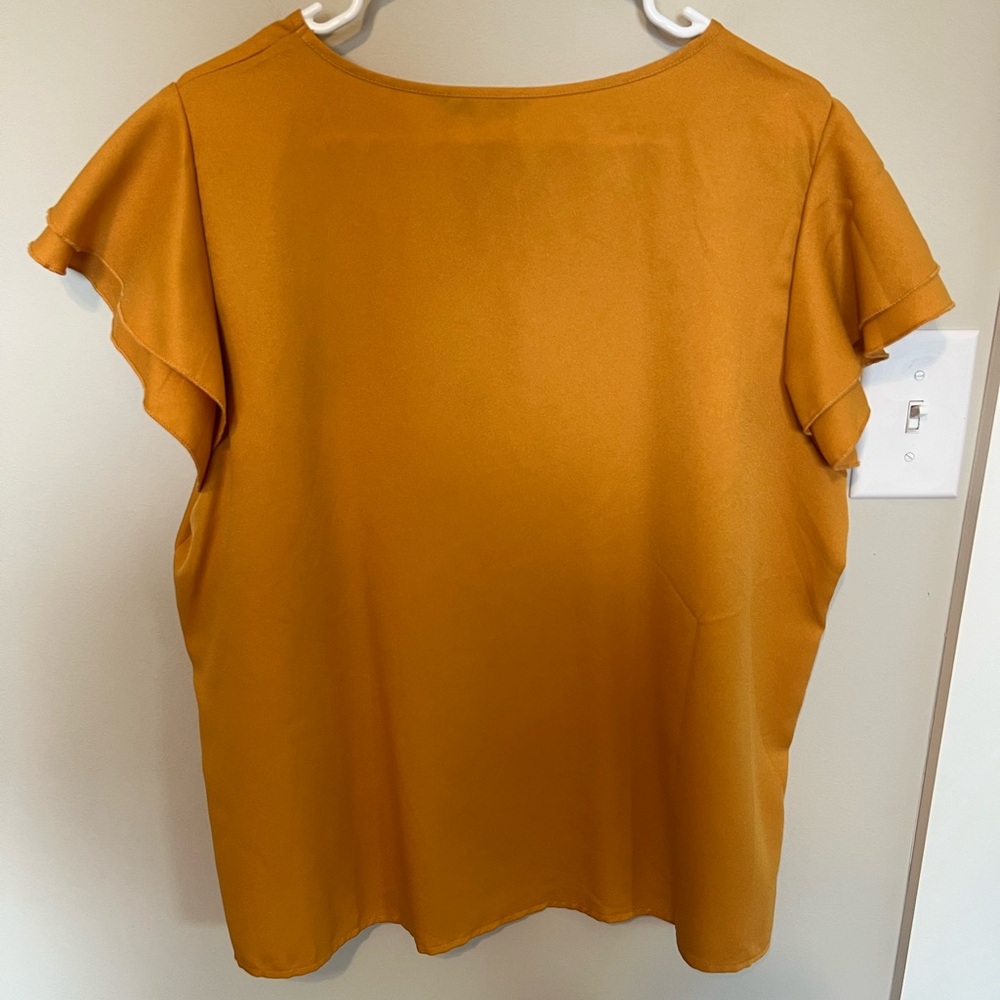 Shein Mustard Ruffle Sleeve Blouse - Picture 5 of 7